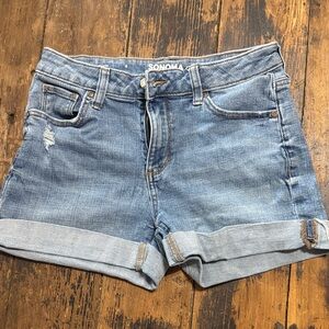 Sonoma Washed Light Blue Denim Roll-Cuff Shorts